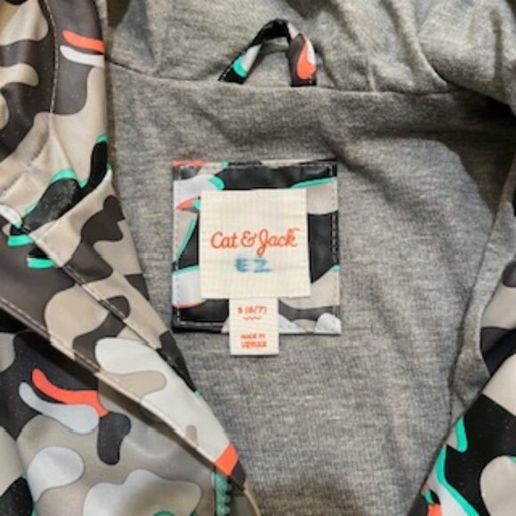 Cat & Jack Raincoat Jacket Boys Size Small (6-7) Full Zip Hooded Water Resistant - Picture 7 of 12